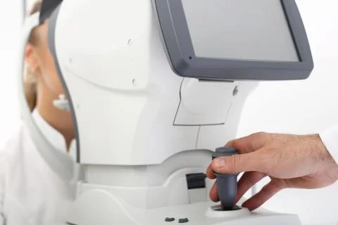 Ophthalmologist, eye test computer. Stock-Fotos