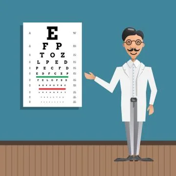Ophthalmologist eye testing Stock Illustration