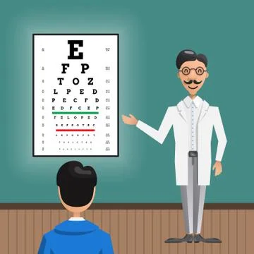 Ophthalmologist eye testing Stock Illustration