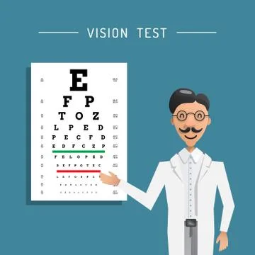 Ophthalmologist eye testing Stock Illustration