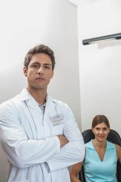 Ophthalmologist looking at camera 스톡 사진