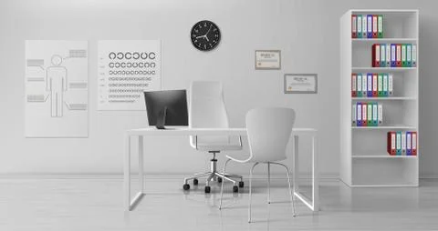 Ophthalmologist office interior realistic vector Stock Illustration