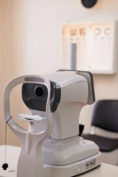 Ophthalmology equipment for visual acuity testing in clinic, capturing modern Stock Photos