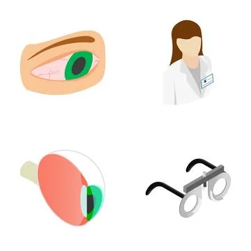 Ophthalmology eye care vision test medical icons Stock Illustration