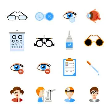 Ophthalmology Icons Set Stock Illustration