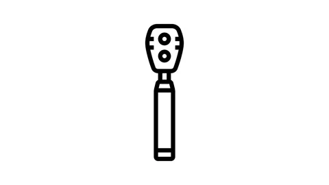 Ophthalmoscope optometry vision eye line icon animation Stock Footage 326123776