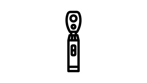 Ophthalmoscope optometry vision eye line icon animation Stock Footage 326748623