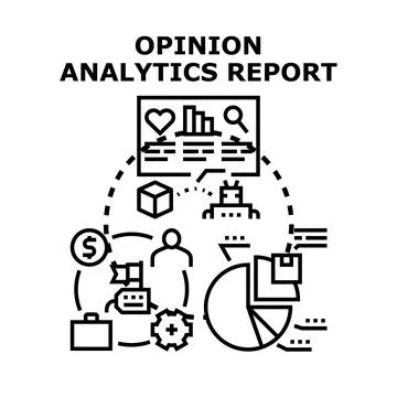 Opinion analytics report outlining customer sentiment data Stock Illustration