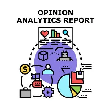 Opinion analytics report outlining customer sentiment data Stock Illustration
