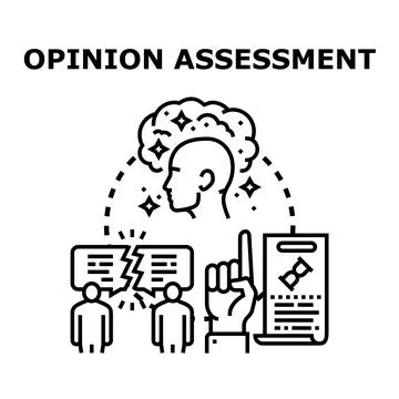 Opinion assessment evaluating ideas and feedback process Stockillustratie