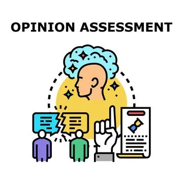 Opinion assessment evaluating ideas and feedback process Stockillustratie