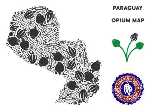 Opium Addiction Paraguay Map Composition Illustrazione stock