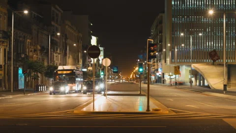 Oporto timelapse by night Stock Footage 142462493