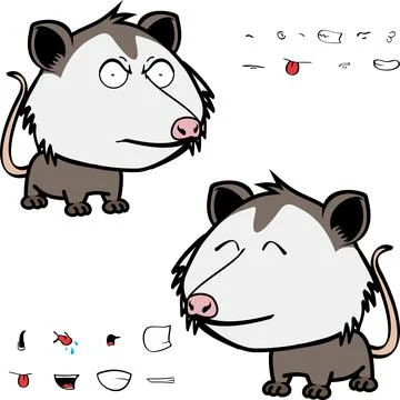 Opossum character cartoon Stock Illustration