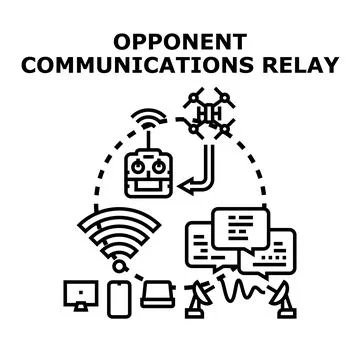 Opponent communications relay hacking cyber security access Stock Illustration