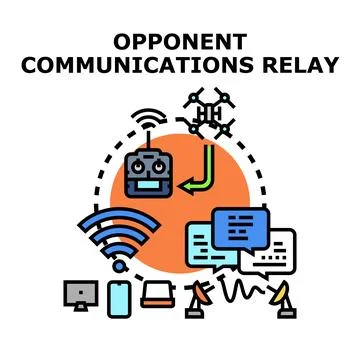 Opponent communications relay hacking cyber security access Stock Illustration