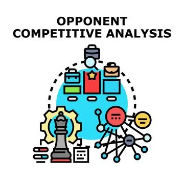Opponent competitive analysis researching business strategy development Illustration
