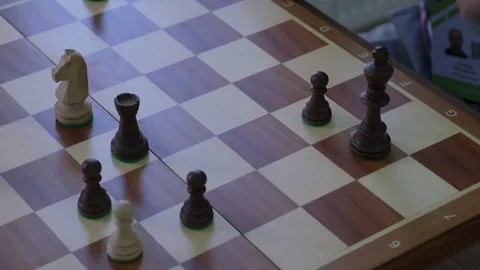 Opponents move King and Pawn about board with aim of winning Stock-Footage 294397939