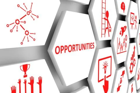 OPPORTUNITIES concept cell background 3d illustration Stock Illustration