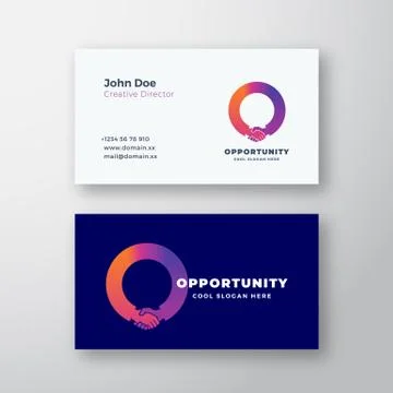 Opportunity Abstract Vector Sign or Logo and Business Card Template. Hand Shake Stock Illustration