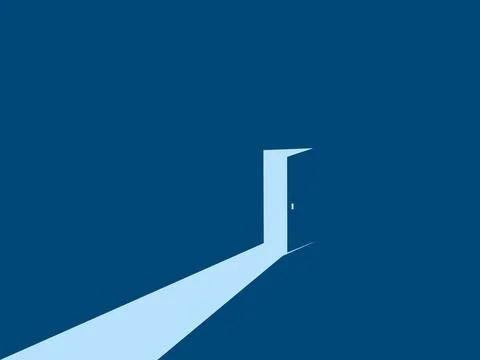 Opportunity and hope, the path to the lighted door Stock Illustration