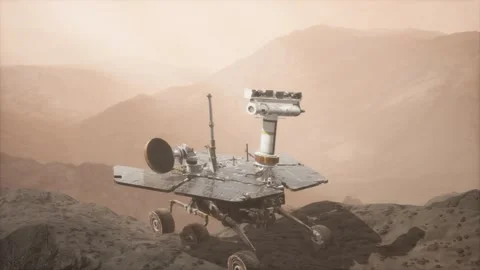 Opportunity Mars exploring the surface of red planet Stock Footage 119107840