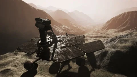 Opportunity Mars exploring the surface of red planet Stock Footage 135362503