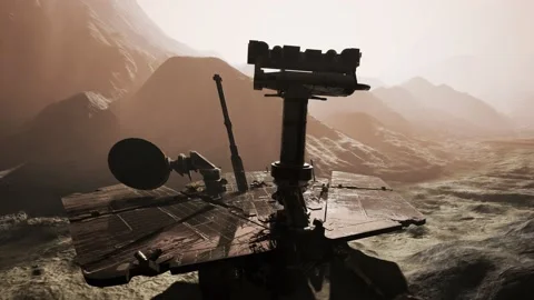 Opportunity Mars exploring the surface of red planet Stock Footage 137572095