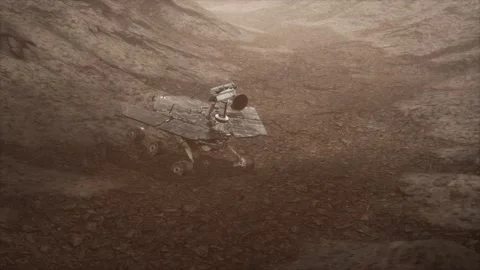 Opportunity Mars exploring the surface of red planet Stock Footage 144478896