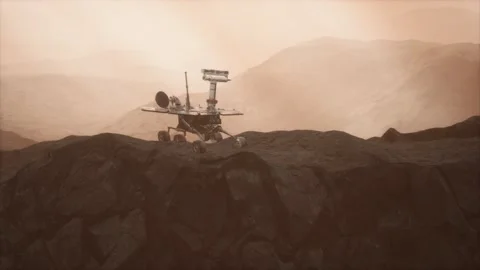 Opportunity Mars exploring the surface of red planet Stock Footage 148032940