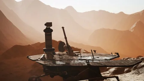 Opportunity Mars exploring the surface of red planet Stock Footage 150352637