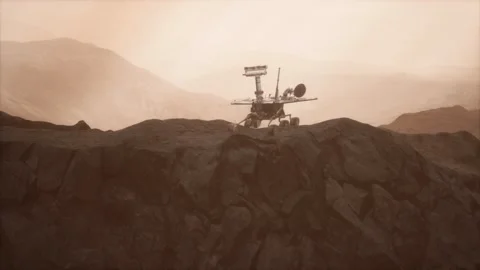 Opportunity Mars exploring the surface of red planet Stock Footage 150980778