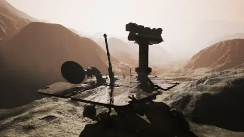 Opportunity Mars exploring the surface of red planet Stock Footage 154031699