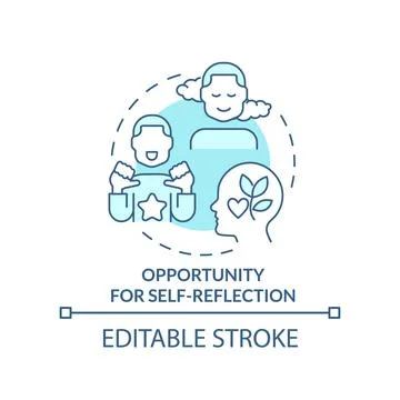 Opportunity for self-reflection turquoise concept icon Stock Illustration