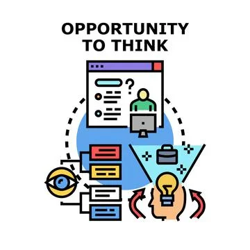 Opportunity thinking generating new ideas process Ilustración de archivo