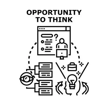 Opportunity thinking generating new ideas process Illustrazione stock