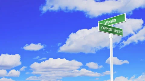 Opportunity Wealth Sign with Clouds Stock Footage 32016578