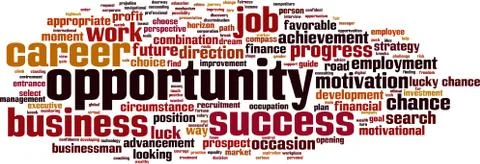 Opportunity word cloud Illustrazione stock