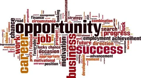 Opportunity word cloud Illustrazione stock