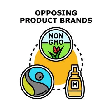 Opposing product brands concept labeling different values Stock-Illustration