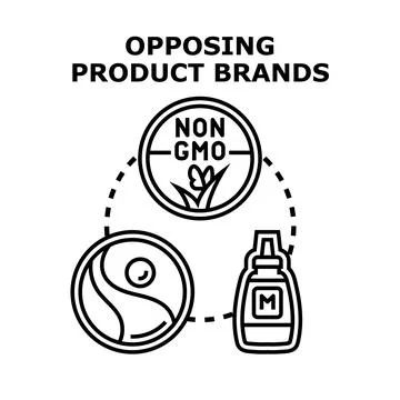 Opposing product brands concept labeling different values Stock-Illustration