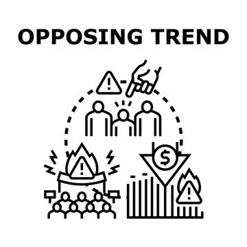 Opposing trend problem causing warning and protest concept Stock Illustration