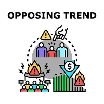 Opposing trend problem causing warning and protest concept Stock Illustration