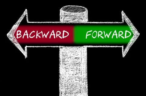 Opposite arrows with Backward versus Forward Stock Illustration