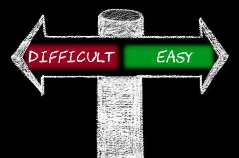 Opposite arrows with Difficult versus Easy Stock Illustration