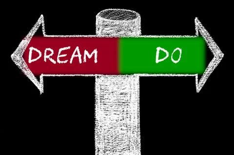Opposite arrows with Dream versus Do Stock Illustration