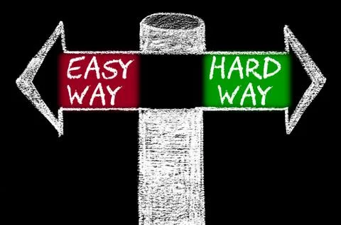 Opposite arrows with Easy Way versus Hard Way. Stock Illustration