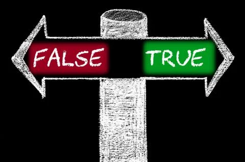 Opposite arrows with False versus True Stock Illustration
