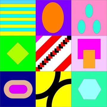 Opposite colors combination with geometry pattern l compositions of colors cl Stock Illustration