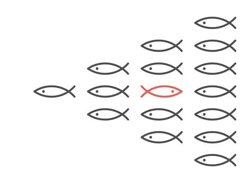 Opposite direction unique fish Stock Illustration